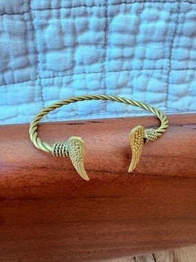 Gold Winged Cuff Bracelet - Twisted Band